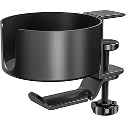 Headphone Hanger for Desk No Spilling Desk Cup Holder for Office Workstations Black-picture-13