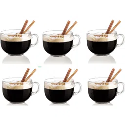 health tag Pack of 6 Glass Glass Transparent Imported Round Crystal Glass Tea & Coffee Cups (Clear)eys-picture-27