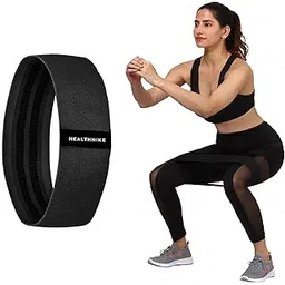 HealthHike Fabric Resistance Band | Loop Hip Band for Women & Men for Hip, Legs, Stretching, Toning Workout | Mini Loop Booty Bands for Glutes, Squats Exercise for Home & Gym (Black)-picture-31