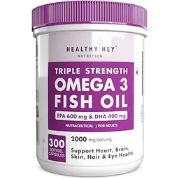 HealthyHey Sports Omega 3 Fish Oil | Omega 3 Fish Oil Capsules For Women and Men - 300 Softgels (EPA 600 - DHA 400)-picture-20