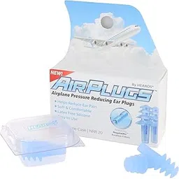HEAROS AirPlugs Airline Pressure Reducing Earplugs, 1 Pair + Free Case, Latex Free Silicone, Reduce Ear Pain, NRR 20, Clear (5805)-picture-4