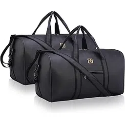 heart home 2 Pcs Premium Leather Duffle Bags for Travel for Women & Men | Spacious Cabin Bag with Detachable Shoulder Strap | Water Resistant Luggage Bag for Travelling & Tour | Black-picture-44