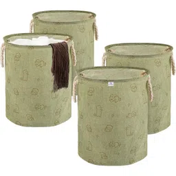 heart home Polypropylene, Jute Pack of 4 45 Ltr Clothes Basket with Handles | GM-19-GRN | Dog Print - Green Storage Basket-picture-17
