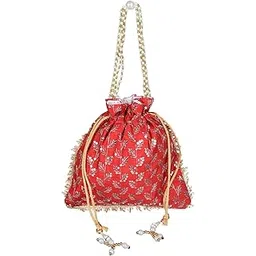 heart home Potli|Silk Wedding Potli|Drawstring Closure Potli|Wallet Potli|Christmas Gift Potli|Baby Shower Potli|Traditional Shagun Potli|Square Embroidery Potli|Red-picture-36