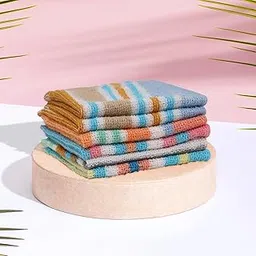 Heart Home Towel Handkerchief | Cotton Face Towel | Face Towel | Sweat Absorbent Handkerchief | Unisex Multi Lining Hanky | Face Towel Hankies | Set of 6 | Multicolor-picture-38