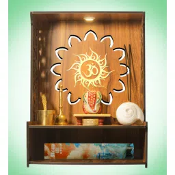 heartily Teak Finish Wooden Wall Mounted Mandir Without Door-picture-31