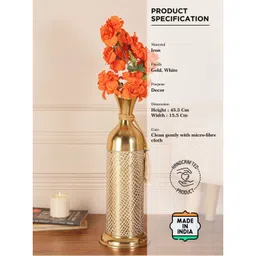 HEAVEN HOME'S BY V DECORE Gold-Toned & Orange Printed Vases-picture-31