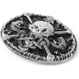 heavenglow Vintage Silver Western Gothic Skull Head Rattle Snake Belt Buckle-picture-31