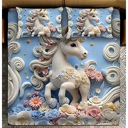 Heavy 7D Digital Glace Cotton Flat Double Bedsheet with 2 Pillow Covers | 400 TC Printed Design Without Joint (Unicorn, Queen Size (90 * 100 Inch))-image-31