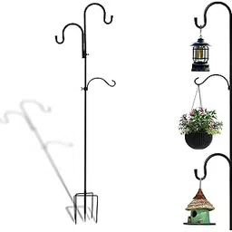Heavy Duty Double Head Shepherd Hook 76 Inch Adjustable Assembled Shepherd Hook Rust Resistant Premium Metal Garden Shepherd Hooks for Bird Feeders Hanging Plant Baskets Solar Lights Lanterns-picture-12
