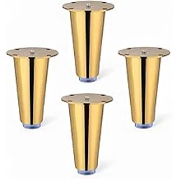 Heavy Duty Stainless Steel 4 inch Sofa Legs for Furniture Fitting | Sofa Hardware Leg | Cone Shape Sofa Leg Pack of 4 pcs (Gold)-image-3