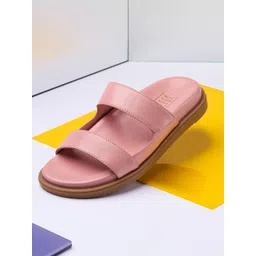 HEEL YOUR SOLE No Back Strap Leather Open Toe Flats-picture-3