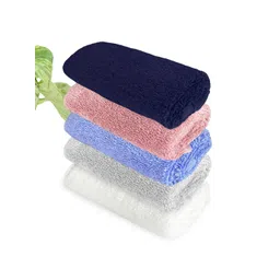 Heelium Blue & White 5 Pcs 600GSM Bamboo Anti Bacterial Face Towels-picture-38