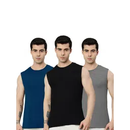 Heelium Men Pack Of 3 Odour Free Super Soft Anti-Bacterial Bamboo Innerwear Gym Vests-picture-37