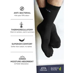 Heelium Men Pack Of 5 Odour-Free Breathable Bamboo Crew Length Socks image 5