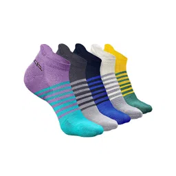 Heelium Men Pack Of 5 Striped Bamboo Odour-Free Ankle Length Socks-picture-30