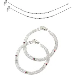Heer Collection Traditional Jewellery For All Occassions Anklets Payal Pair for Women/Girls Alloy Anklet - Bzr_Combo Payal 104 - PARENT-picture-18
