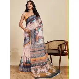 HEER FASHION Ethnic Motifs Printed Saree with Blouse Piece-picture-22
