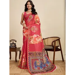HEER FASHION Women Ethnic Motifs Printed Saree with Blouse Piece-picture-34