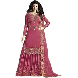 heewaa Women's Net Semi Stitched Gown with Duppatta-picture-18