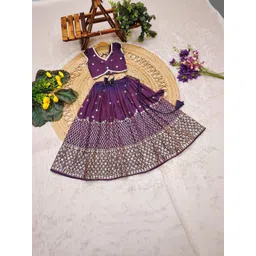 Helene Girls Embellished Sequinned Semi-Stitched Lehenga &-picture-19