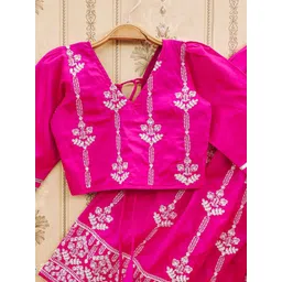 Helene Girls Embroidered Thread Work Foil Print Ready to Wear Lehenga & image 2