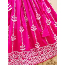 Helene Girls Embroidered Thread Work Foil Print Ready to Wear Lehenga & image 5