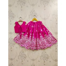 Helene Girls Embroidered Thread Work Semi-Stitched Lehenga Choli-picture-33