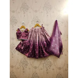 Helene Girls Printed Semi-Stitched Lehenga & Blouse With Dupatta-picture-16
