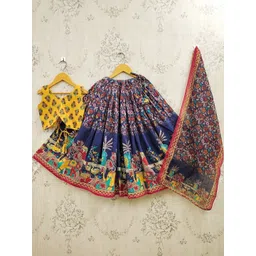Helene Girls Printed Semi-Stitched Lehenga & Blouse With Dupatta-picture-18