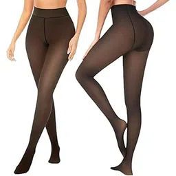 helisha Women's & Girl's Skinny Fit Mid Rise Winter wear Warm Thermal Thick Fleece Stocking (Dual Tone) (Free-Size) Comfortable Between 26 to 34 Waist-picture-11