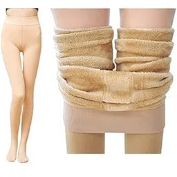 helisha Women's & Girl's Winter wear Warm Thermal Thick Fleece Stockings Leggins Tights Women Slim Fit Pants (Free-Size) Comfortable Between 26 to 34 Waist-picture-28