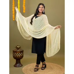 HELLA FASHIONS Floral Printed Mirror Work Chiffon Dupatta-picture-30