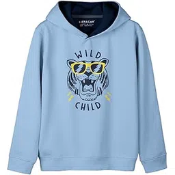 HELLCAT Blue Printed Cotton Blend Hoodie Sweatshirt for Boys-picture-13