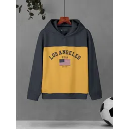 HELLCAT Boys Colourblocked Hooded Cotton Pullover-picture-22