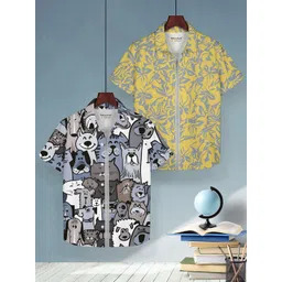 HELLCAT Boys Floral Opaque Printed Casual Shirt-picture-19