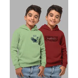 HELLCAT Boys Green Printed Hooded Cotton Sweatshirt-picture-39