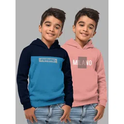 HELLCAT Boys Navy Blue & Pink Pack Of 2 Printed Hooded Sweatshirt-picture-40
