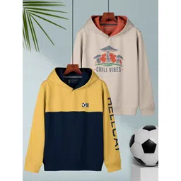 HELLCAT Boys Pack Of 2 Colourblocked Regular Fit Hooded Casual T-shirt-picture-28