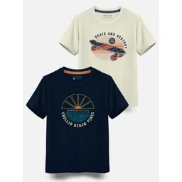 HELLCAT Boys Pack Of 2 Graphic Printed Cotton T-shirt-picture-17