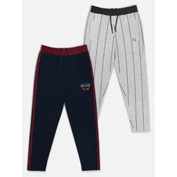 HELLCAT Boys Pack Of 2 Navy Blue & Grey Cotton Track Pants-picture-47