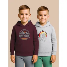 HELLCAT Boys Pack of 2 Printed Hooded Cotton Sweatshirt-picture-55