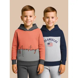 HELLCAT Boys Pack Of 2 Printed Hooded Pullover Sweatshirt-picture-49