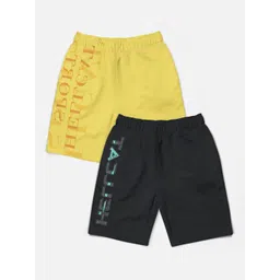 HELLCAT Boys Pack of 2 Trendy Typographic Printed Cotton Sports Shorts-picture-21
