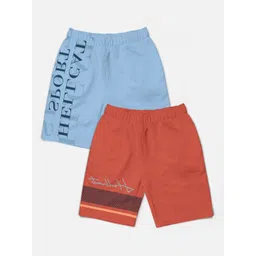 HELLCAT Boys Pack Of 2 Typographic Printed Cotton Sports Shorts-picture-17