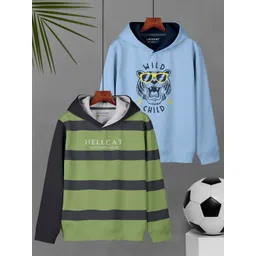 HELLCAT Boys Pack Of 2 Typography Printed Hooded Sweatshirt-picture-41