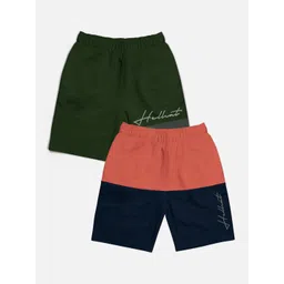 HELLCAT Boys Pack Of 2 Typography Printed Mid-Rise Cotton Shorts-picture-37