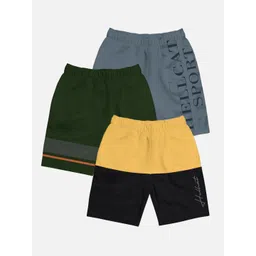 HELLCAT Boys Pack Of 3 Mid-Rise Colourblocked Cotton Shorts-picture-20