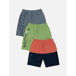 HELLCAT Boys Pack of 3 Mid-Rise Colourblocked Printed Cotton Shorts-picture-29