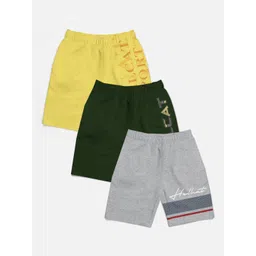 HELLCAT Boys Pack of 3 Mid-Rise Typographic Printed Cotton Shorts-picture-31